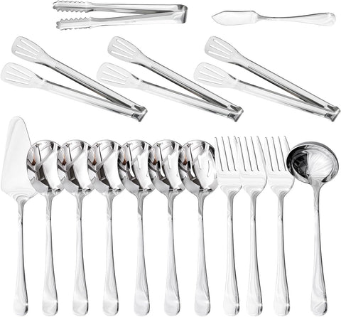 18/10 Stainless Steel Modern 16 Piece Serving Utensils Set