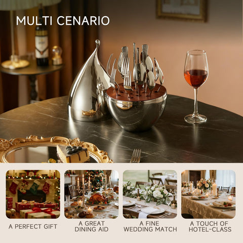 20 Piece Classic Silverware Set with Droplet Storage Organizer