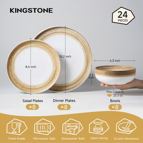 Artisan Modern Stoneware 24 Piece Dinnerware Set, Service for 8