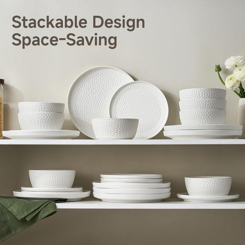 Traccia Modern Reinforced Porcelain 18 Piece Dinnerware Set, Service for 6