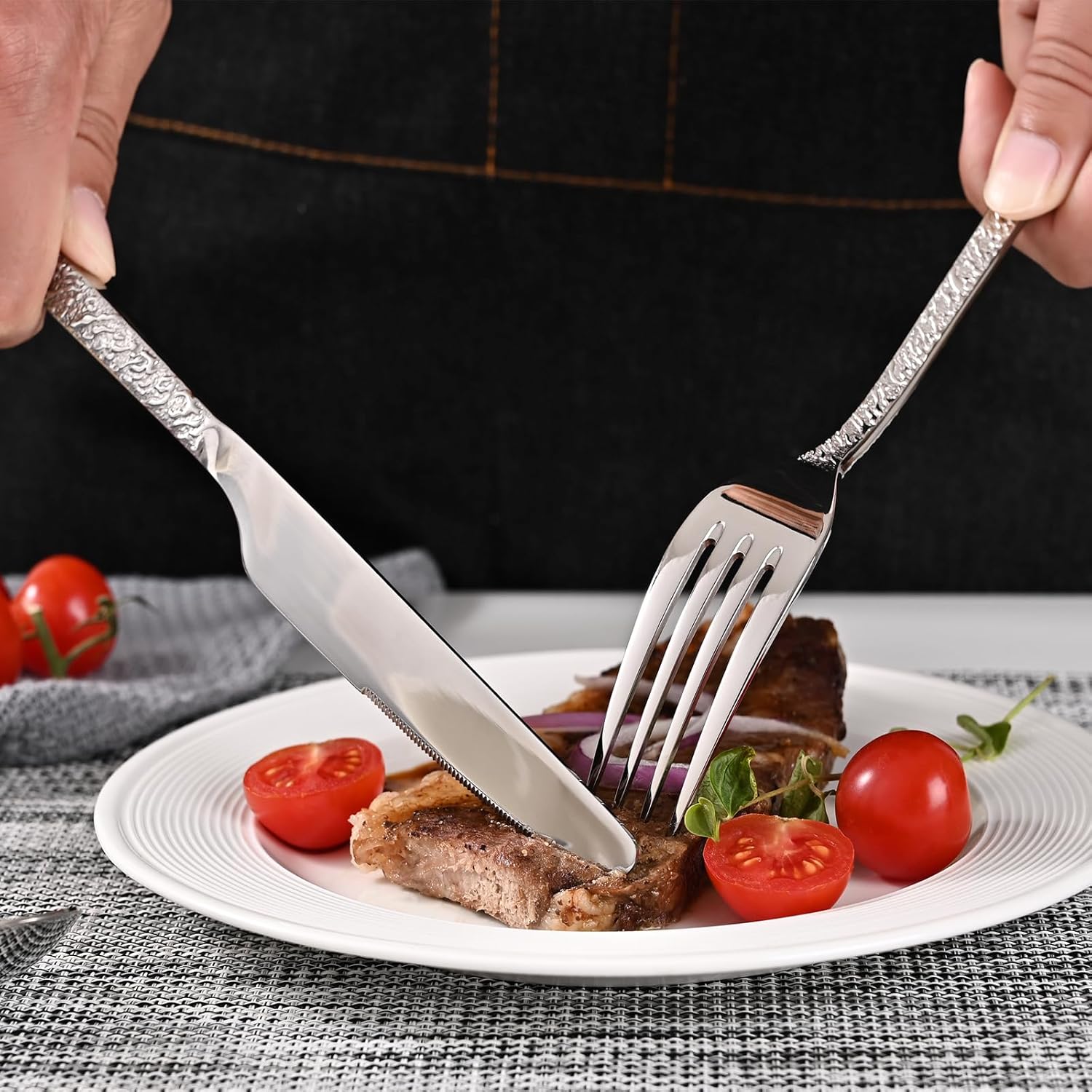 KINGSTONE Premium Silverware Sets, 18/10 Stainless Steel Flatware Set，20-Piece Cutlery with Tin Flow Handles, Dishwasher Safe (20-Piece)