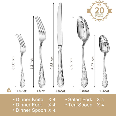 Retro 20 Piece Flatware Set, Service for 4