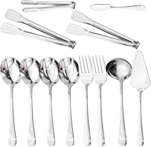 18/10 Stainless Steel Modern 12 Piece Serving Utensils Set