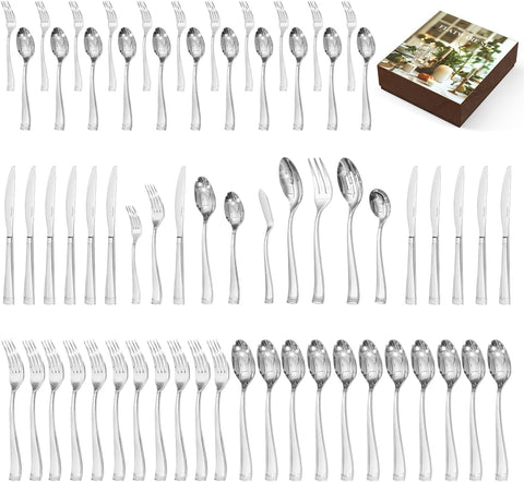 Bead Edge 65 Piece Flatware Set, Service for 12