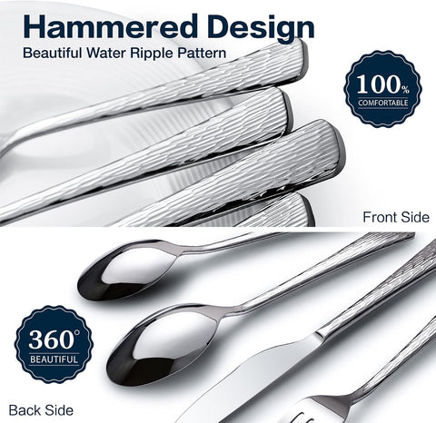 Artisan Stria 18/10 Stainless Steel 40 Piece Flatware Set, Service for 8