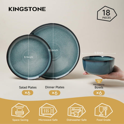 Atelier Palette Color Clash Stoneware 18 Piece Dinnerware Set, Service for 6