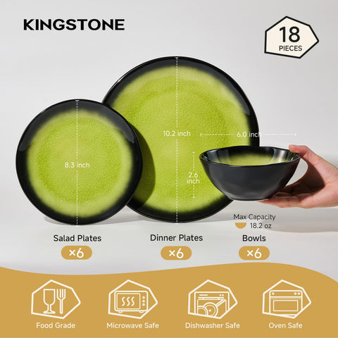 Atelier Gradient Rustic 18 Piece Dinnerware Set, Service for 6