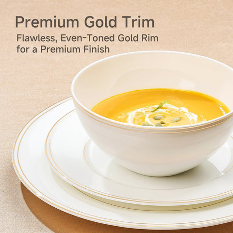 Revival Gold Trim Bone China 12 Piece Dinnerware Set, Service for 4