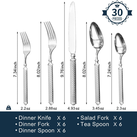 Rope 30 Piece Flatware Set, Service for 6
