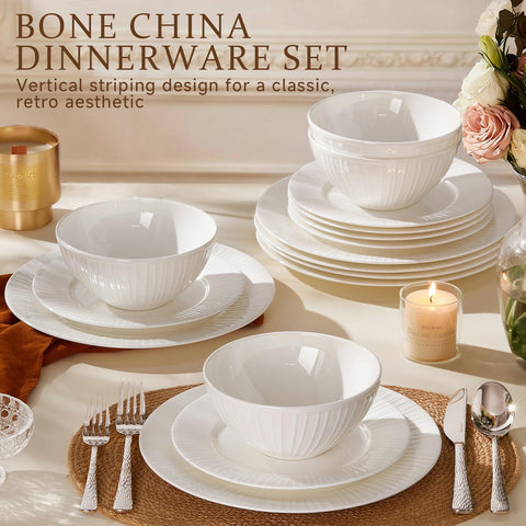 Celestia Quiet Luxury Bone China 18 Piece Dinnerware Set, Service for 6