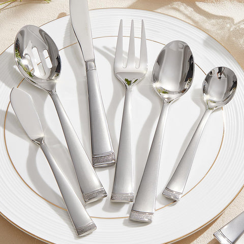 Matte Bead Edge 65 Piece Flatware Set, Service for 12