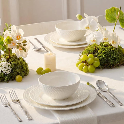 Traccia Quiet Luxury Bone China 12 Piece Dinnerware Set, Service for 4