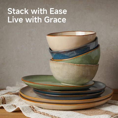 Atelier Handcrafted Rustic 18 Piece Dinnerware Set, Service for 6
