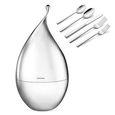 20 Piece Classic Silverware Set with Droplet Storage Organizer