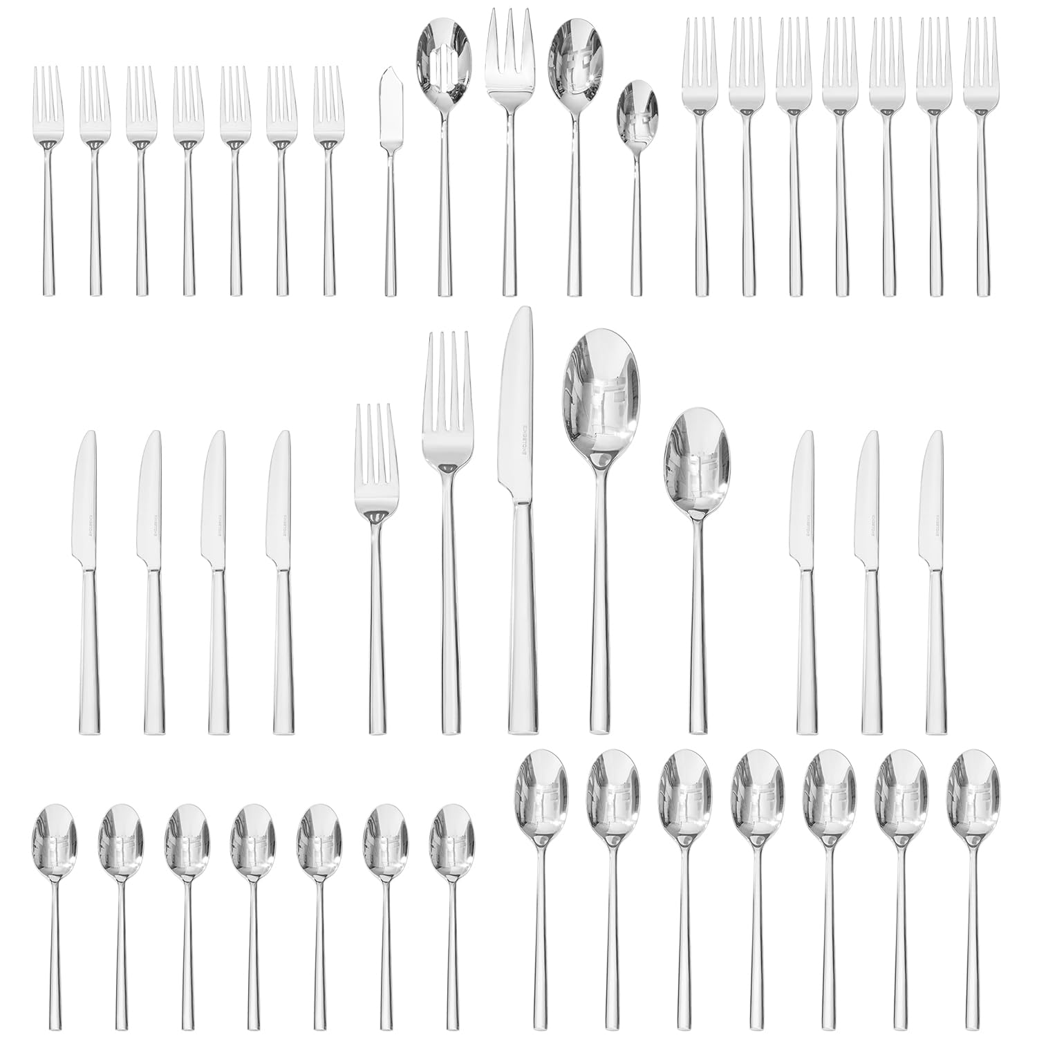 KINGSTONE Silverware Set, Forged Novelty Flatware Cutlery Utensil Set Premium Stainless Steel for Kitchen, Home, Wedding, Party, Mirror Polished and Dishwasher Safe