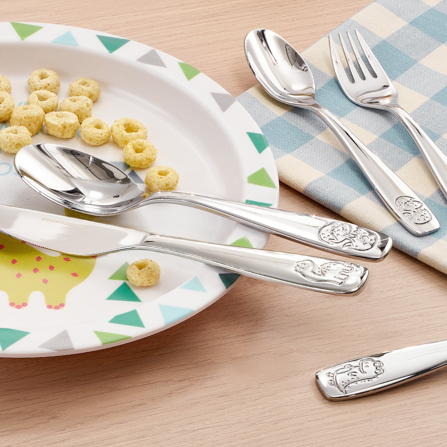 KINGSTONE Toddler Utensils Set with Case, 18/10 Stainless Steel Kids Silverware, Food-Grade Baby Spoons Self Feeding, Children Safe Forks and Spoons, Mirror Polished, Dishwasher Safe