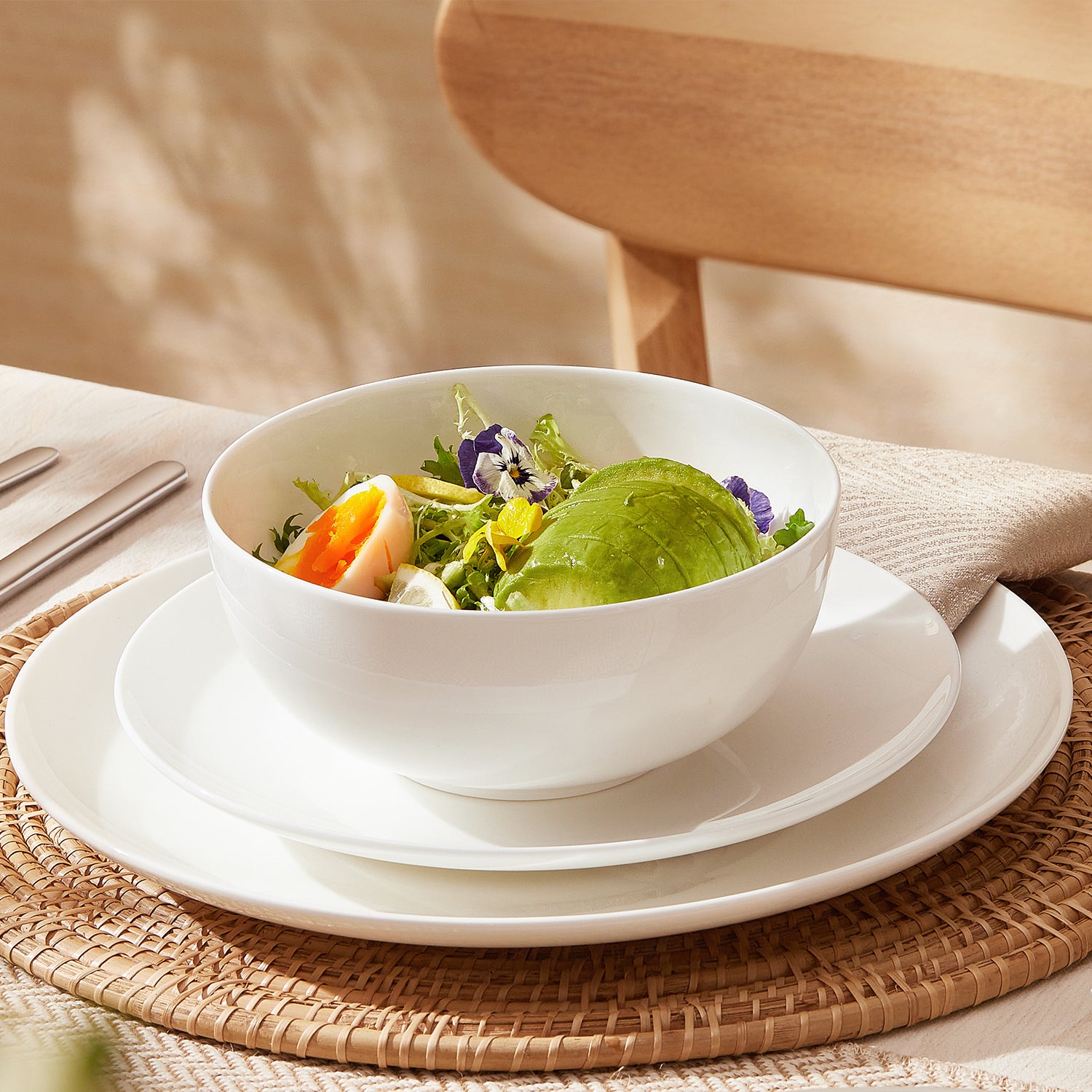 KINGSTONE Bone China Soup/Cereal Bowls, 25 oz Pure White, for Salad Dessert Pasta Cereal Soup Rice Oatmeal, Microwave & Dishwasher Safe