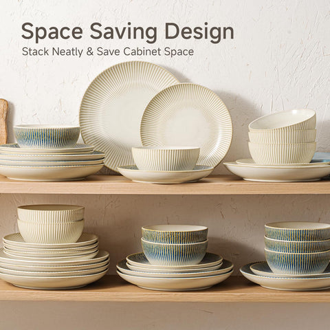 Artisan Rustic Stoneware 24 Piece Dinnerware Set, Service for 8