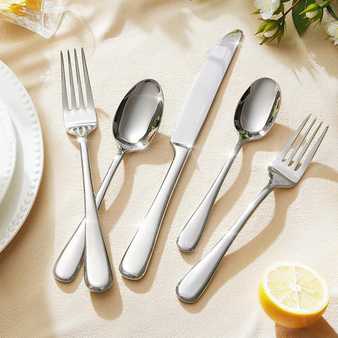 Silverware Set for 4, 20 Piece Stainless Steel Flatware Cutlery Utensil Set | KINGSTONE Heavy Duty Utensils, Modern Design, Mirror Polished Knives Fork and Spoon,Dishwasher Safe for Wedding Housewarming