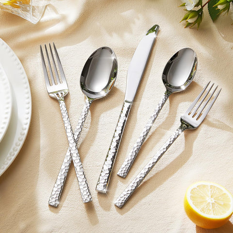 Traccia Modern 45 Piece Flatware Set, Service for 8 (With Serving Utensils)