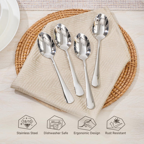 18/10 Stainless Steel Droplet Classic Set Of 4 Dinner Spoons