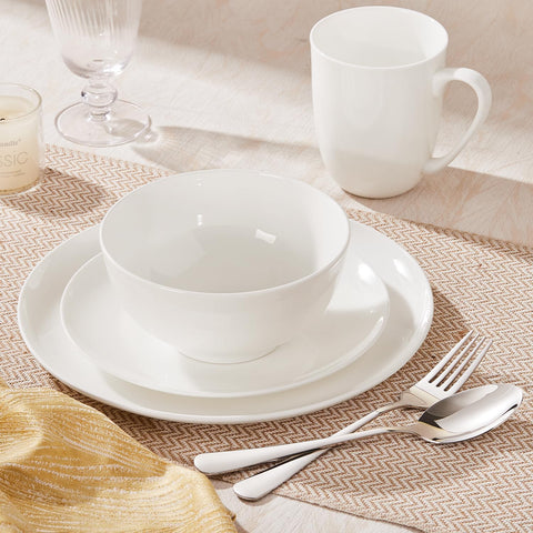 Celestia Bone China 16 Piece Dinnerware Set, Service for 4 (With Cups)