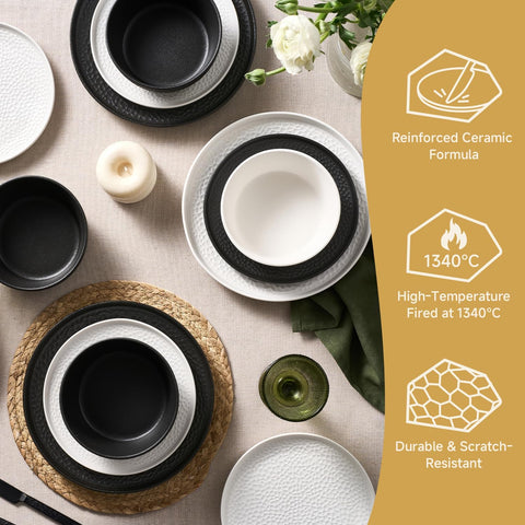 Traccia Modern Reinforced Porcelain 24 Piece Dinnerware Set, Service for 8