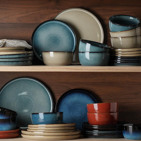 Atelier Palette Color Clash Stoneware 12 Piece Dinnerware Set, Service for 4