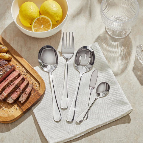 Classic Round 18/10 Stainless Steel 65 Piece Flatware Set, Service for 12 (With Serving Utensils)