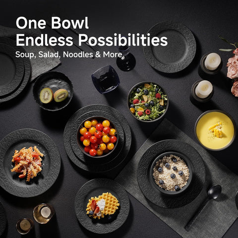 Obsidian Matte Marble Set Of 6 Bowls