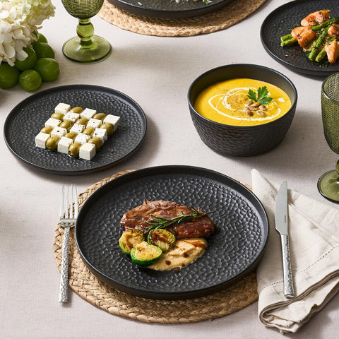 Traccia Modern Reinforced Porcelain 18 Piece Dinnerware Set, Service for 6