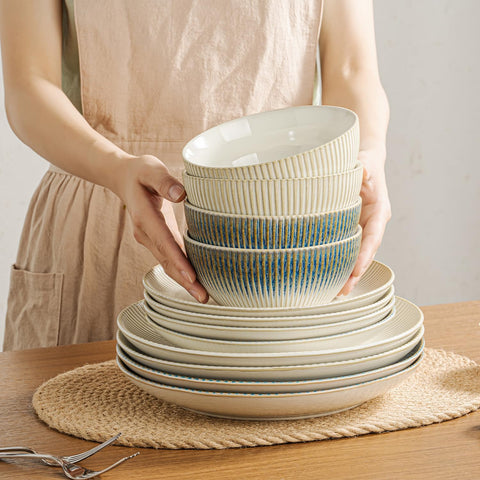 Artisan Rustic Stoneware 18 Piece Dinnerware Set, Service for 6