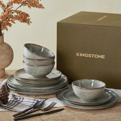 Atelier Handcrafted Rustic 24 Piece Dinnerware Set, Service for 8