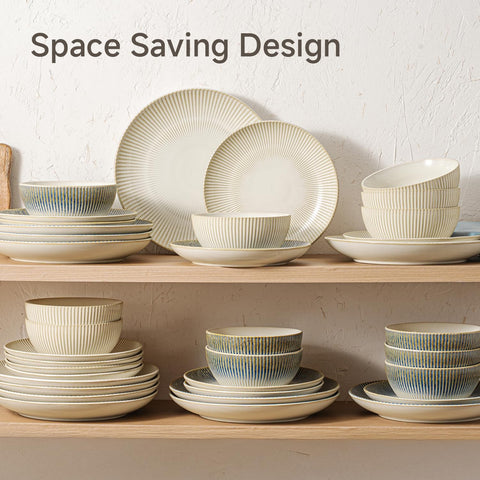 Artisan Rustic Stoneware 18 Piece Dinnerware Set, Service for 6