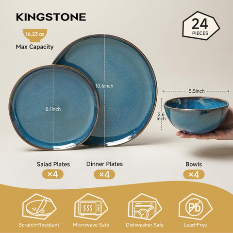 Atelier Handcrafted Rustic 24 Piece Dinnerware Set, Service for 8