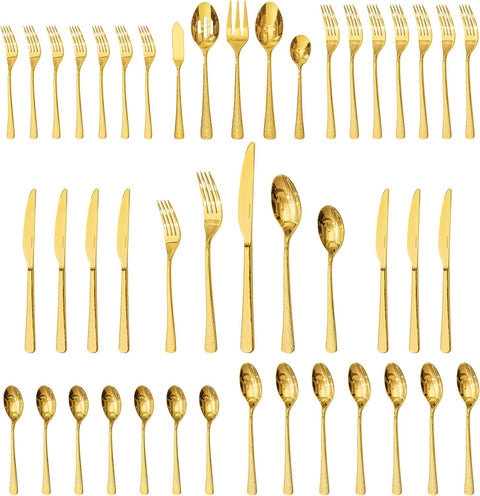 Artisan Stria 18/10 Stainless Steel 45 Piece Flatware Set, Service for 8 (With Serving Utensils)