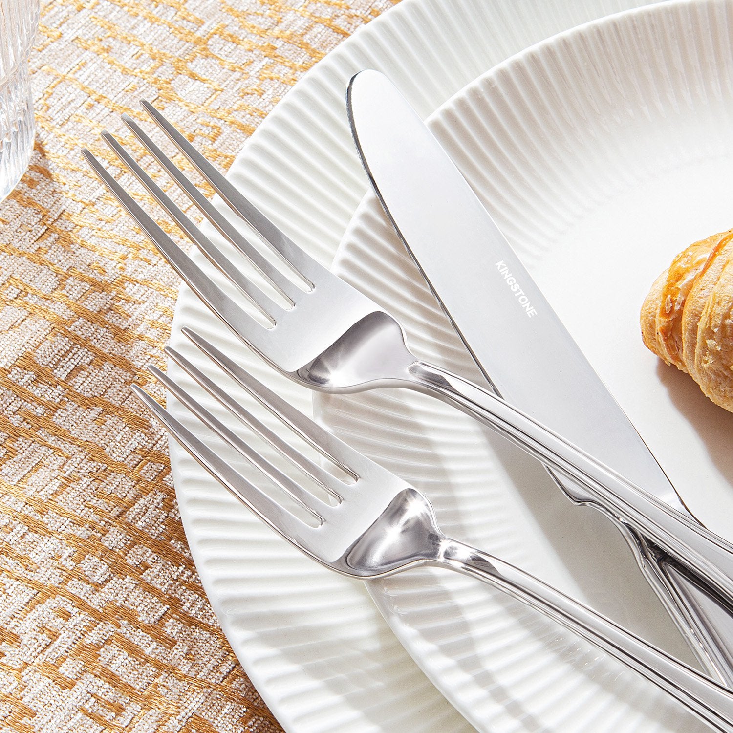 KINGSTONE Flatware Set, 18/10 Stainless Steel Silverware Set, Dishwasher Safe