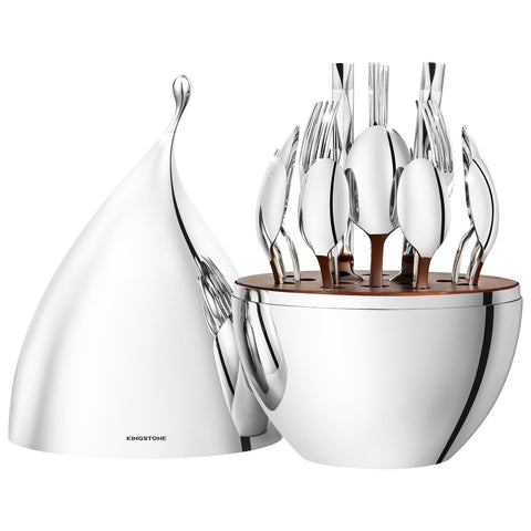 20 Piece Facet Silverware Set with Droplet Storage Organizer - WK8812-21P-WD