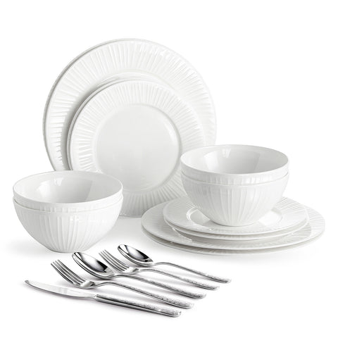 Textured 32 Piece Dinnerware Set, Service for 4 - WK11301-12p+20p