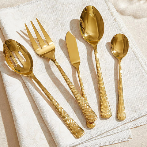 Artisan Stria 18/10 Stainless Steel 45 Piece Flatware Set, Service for 8 (With Serving Utensils)