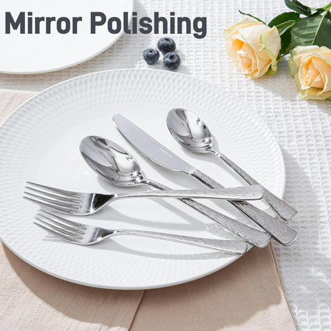 Artisan Stria 18/10 Stainless Steel 60 Piece Flatware Set, Service for 12