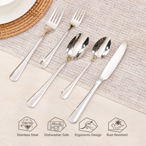 Classic Round 18/10 Stainless Steel 20 Piece Flatware Set, Service for 4