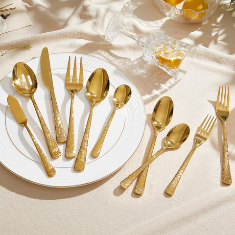 Artisan Stria 18/10 Stainless Steel 65 Piece Flatware Set, Service for 12 (With Serving Utensils)
