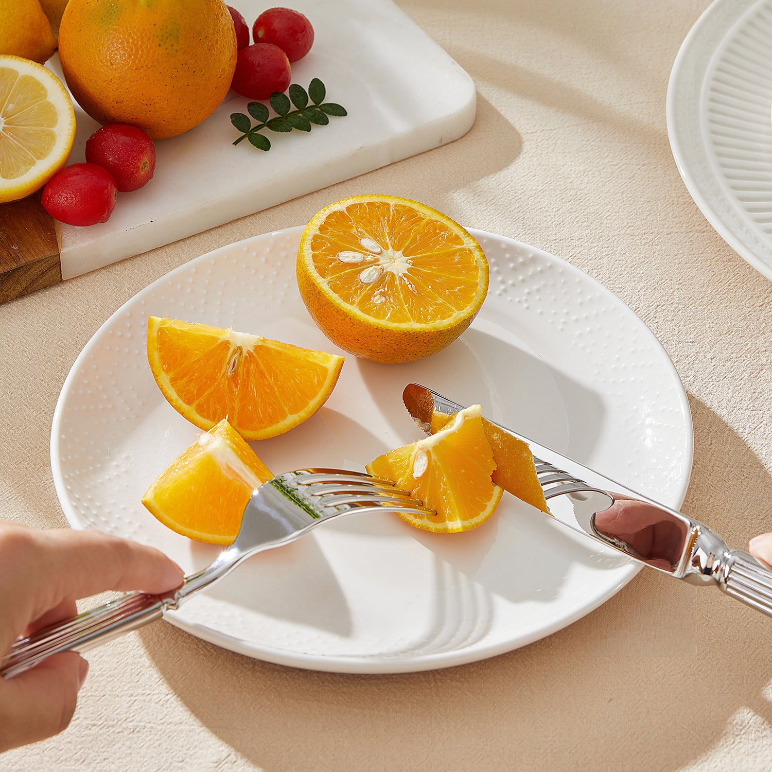 KINGSTONE Silverware Set, 18/10 Stainless Steel Flatware Set - Roman Column Embossed Thick Handle, for Wedding, Home, Restaurant, Kitchen and Party, Mirror Polish & Dishwasher Safe