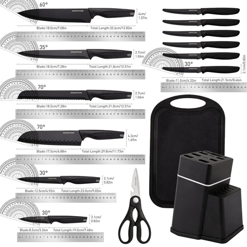 16 Piece Kitchen Knife Set with Block & Cutting Board