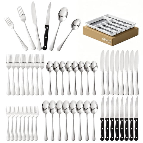 Droplet 49 Piece Flatware Set, Service for 8
