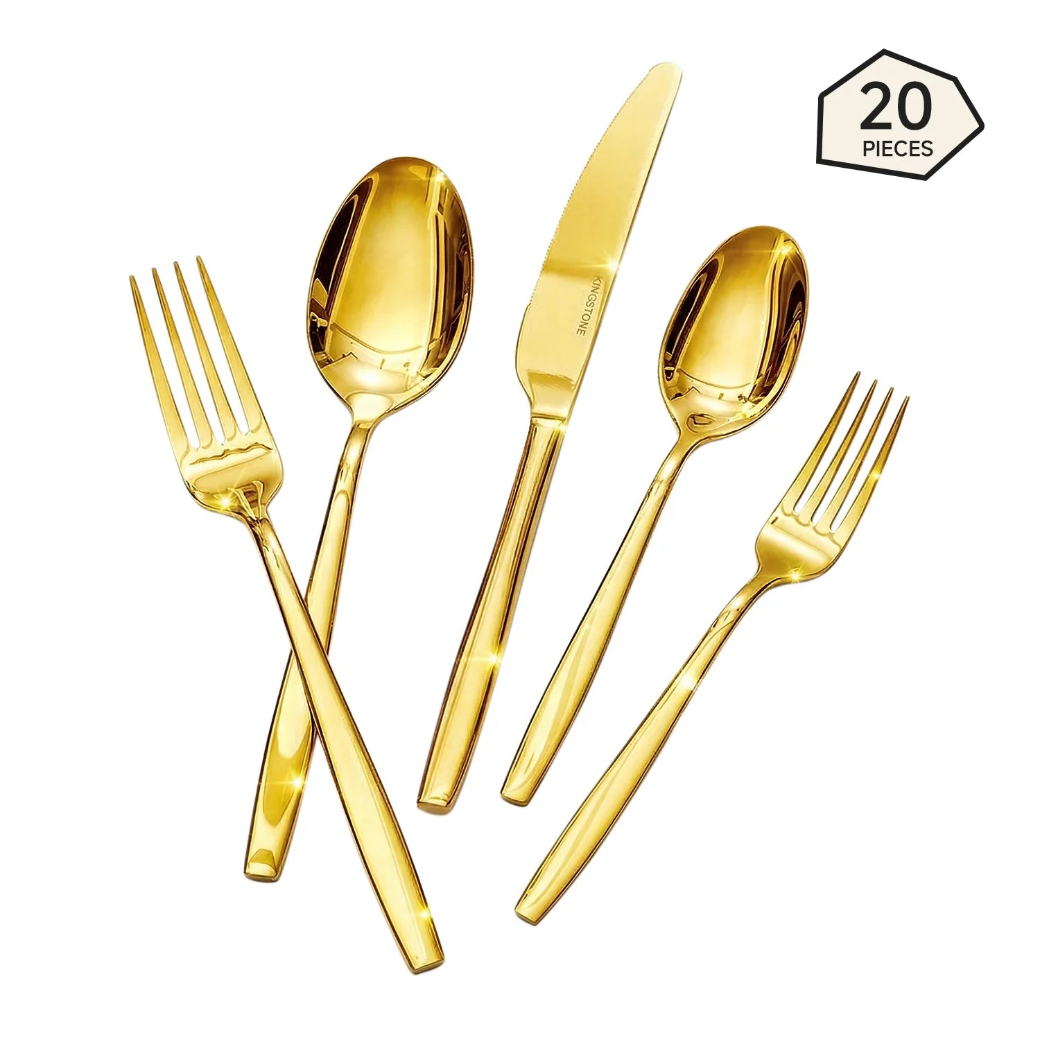 KINGSTONE Silverware , 18/10 Stainless Steel Flatware Set, Cutlery Utensil Set, Mirror Polished, Dishwasher Safe, Silver
