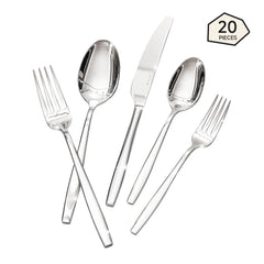 KINGSTONE Silverware , 18/10 Stainless Steel Flatware Set, Cutlery Utensil Set, Mirror Polished, Dishwasher Safe, Silver