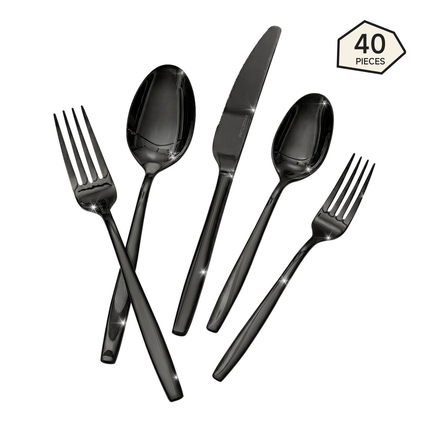 KINGSTONE Silverware , 18/10 Stainless Steel Flatware Set, Cutlery Utensil Set, Mirror Polished, Dishwasher Safe, Silver