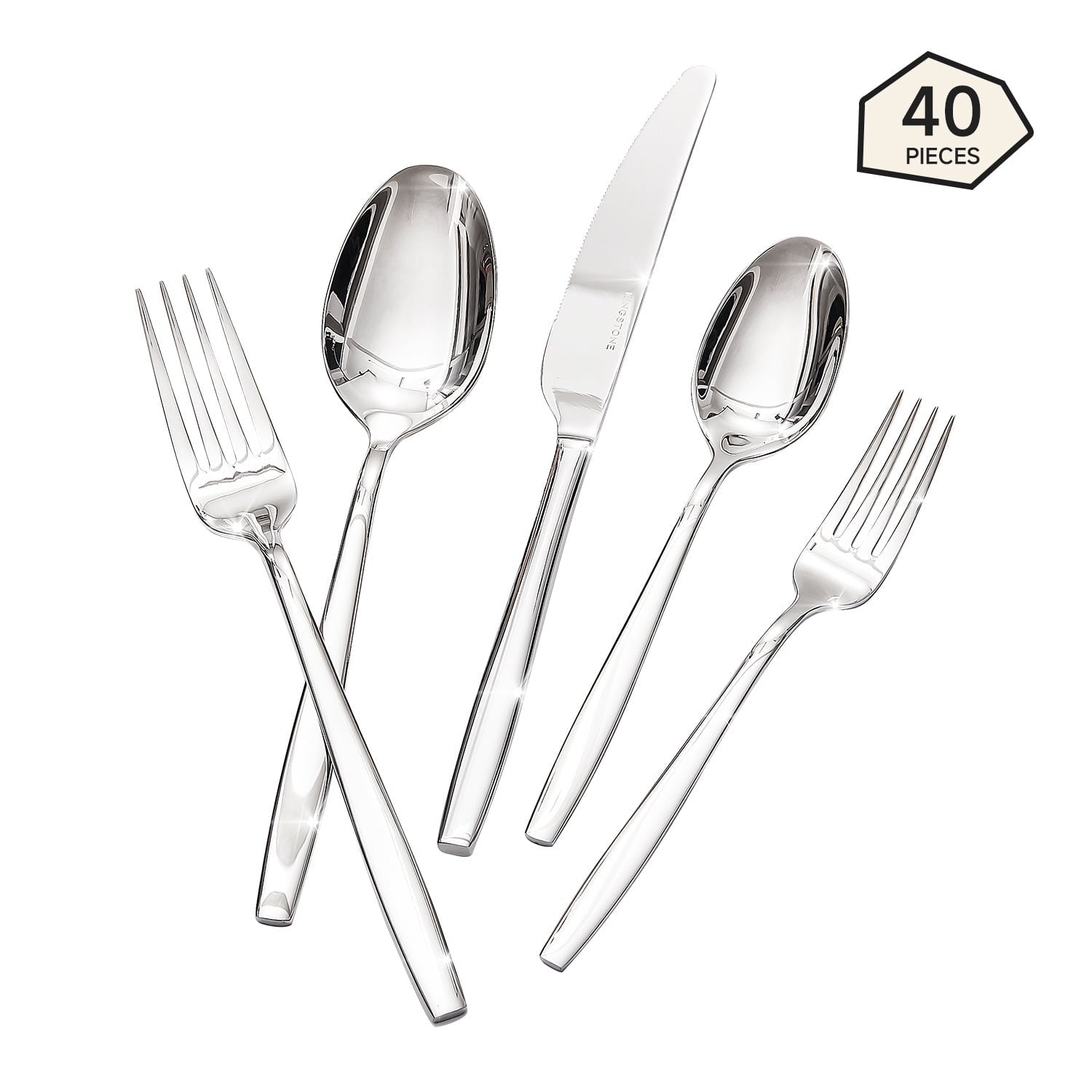 KINGSTONE Silverware , 18/10 Stainless Steel Flatware Set, Cutlery Utensil Set, Mirror Polished, Dishwasher Safe, Silver